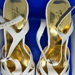 Thalia Sodi White and Gold Strappy Heels